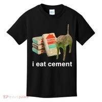 I Eat Cement Cursed Cat Funny Oddly Specific Meme Kids T-Shirt thumb 0