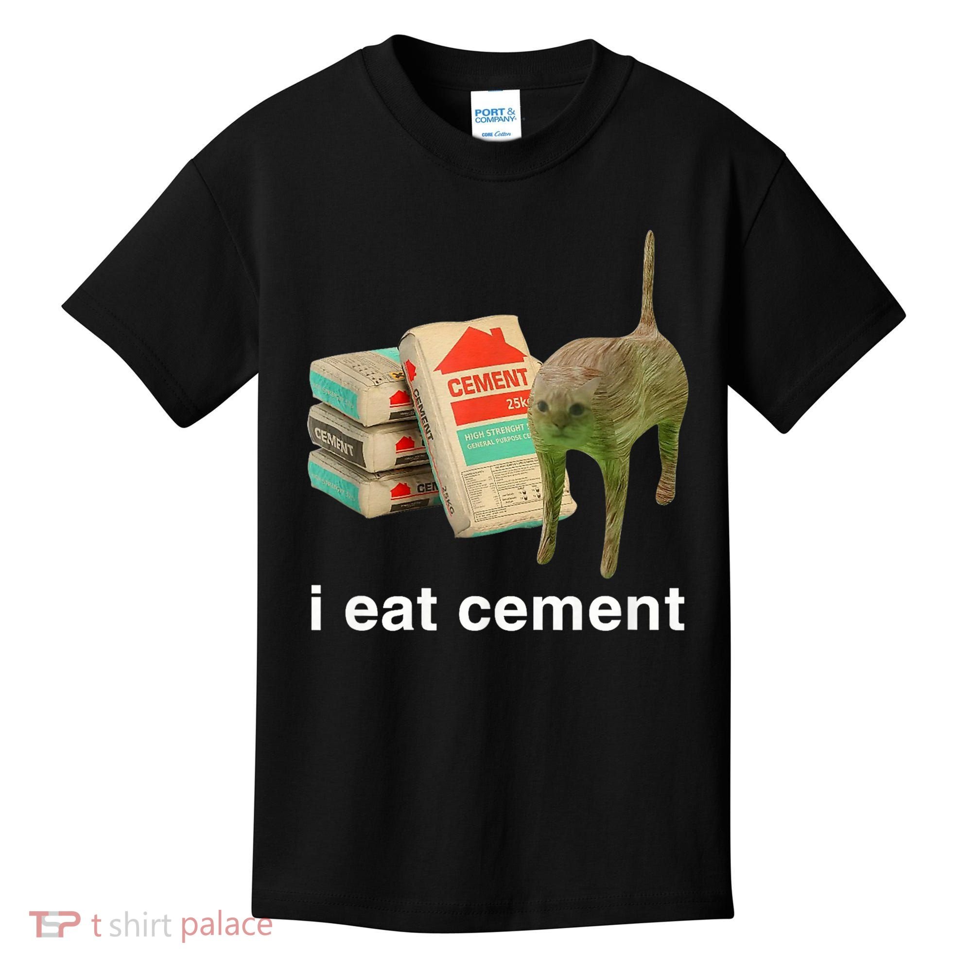 I Eat Cement Cursed Cat Funny Oddly Specific Meme Kids T-Shirt