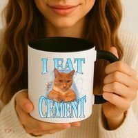 I Eat Cement Cursed Cat Funny Oddly Specific Dank Meme Coffee Mug thumb 3
