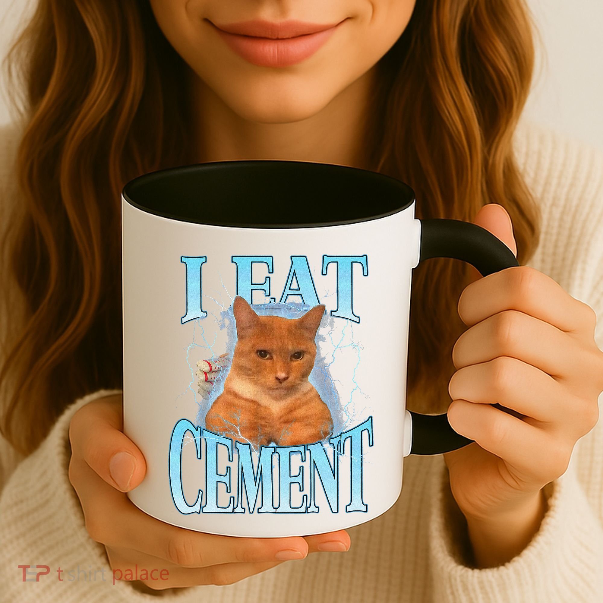 I Eat Cement Cursed Cat Funny Oddly Specific Dank Meme Coffee Mug