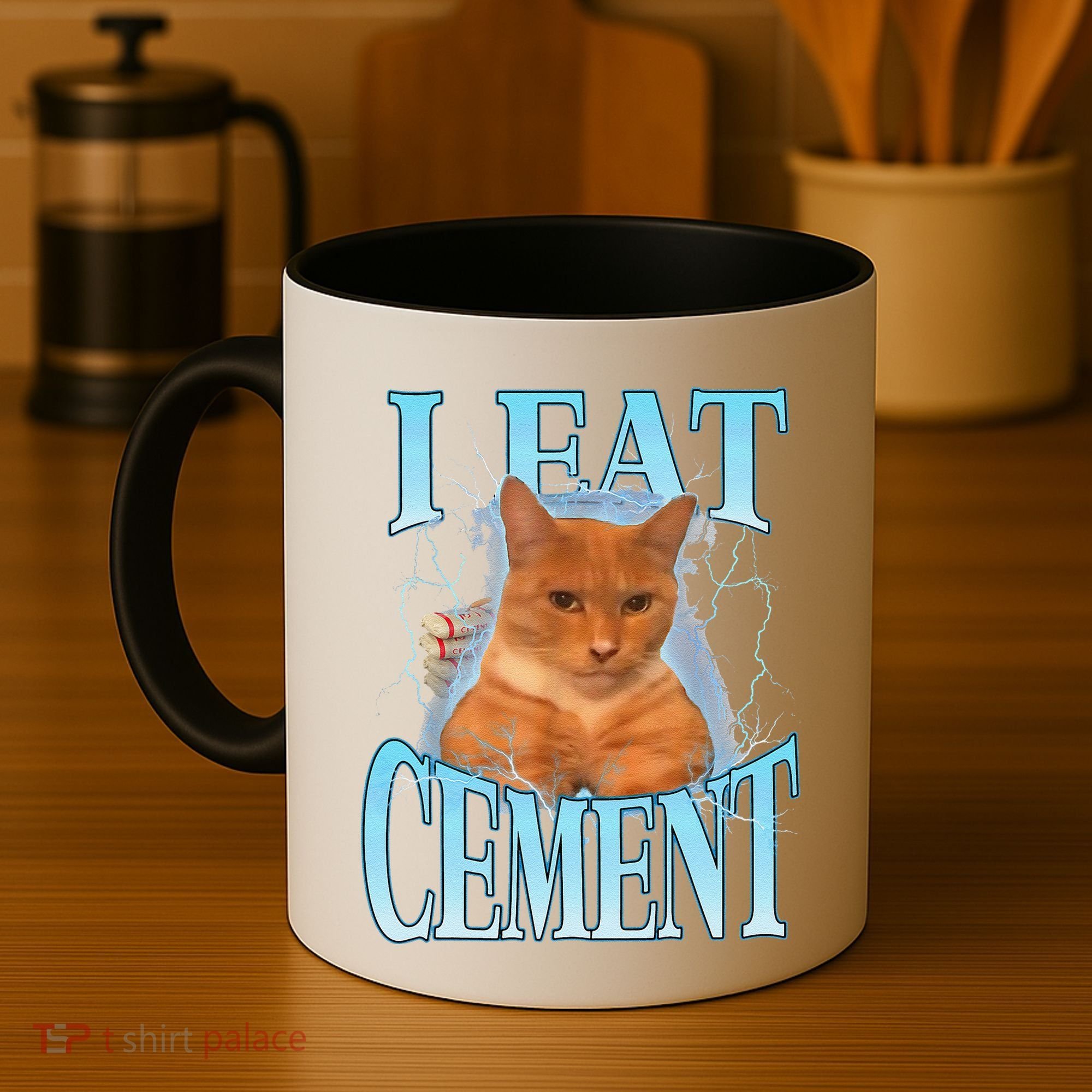 I Eat Cement Cursed Cat Funny Oddly Specific Dank Meme Coffee Mug