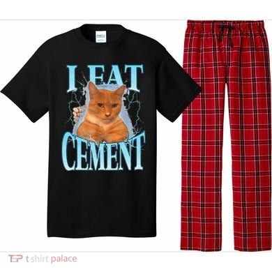 I Eat Cement Cursed Cat Funny Oddly Specific Dank Meme Pajama Set