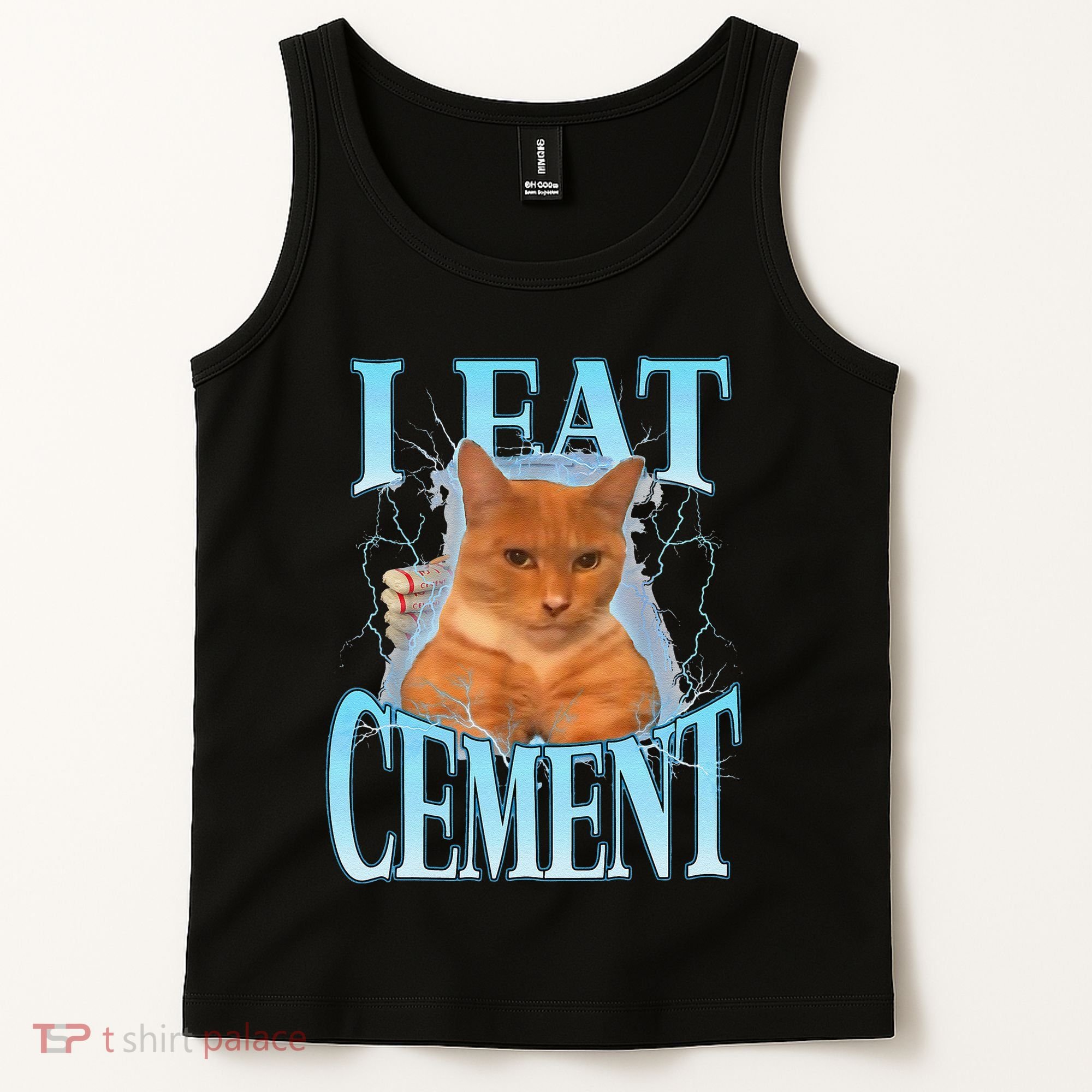 I Eat Cement Cursed Cat Funny Oddly Specific Dank Meme Tank Top