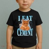 I Eat Cement Cursed Cat Funny Oddly Specific Dank Meme Toddler T-Shirt thumb 2