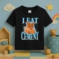 I Eat Cement Cursed Cat Funny Oddly Specific Dank Meme Toddler T-Shirt thumb 3