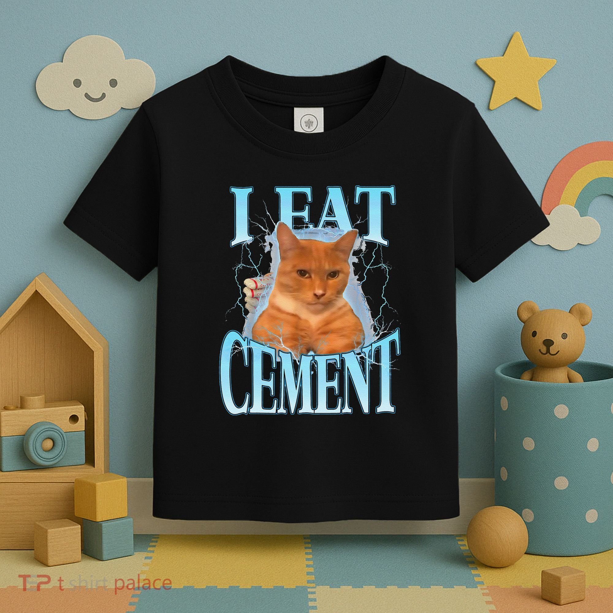 I Eat Cement Cursed Cat Funny Oddly Specific Dank Meme Toddler T-Shirt