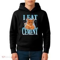 I Eat Cement Cursed Cat Funny Oddly Specific Dank Meme Kids Hoodie thumb 4