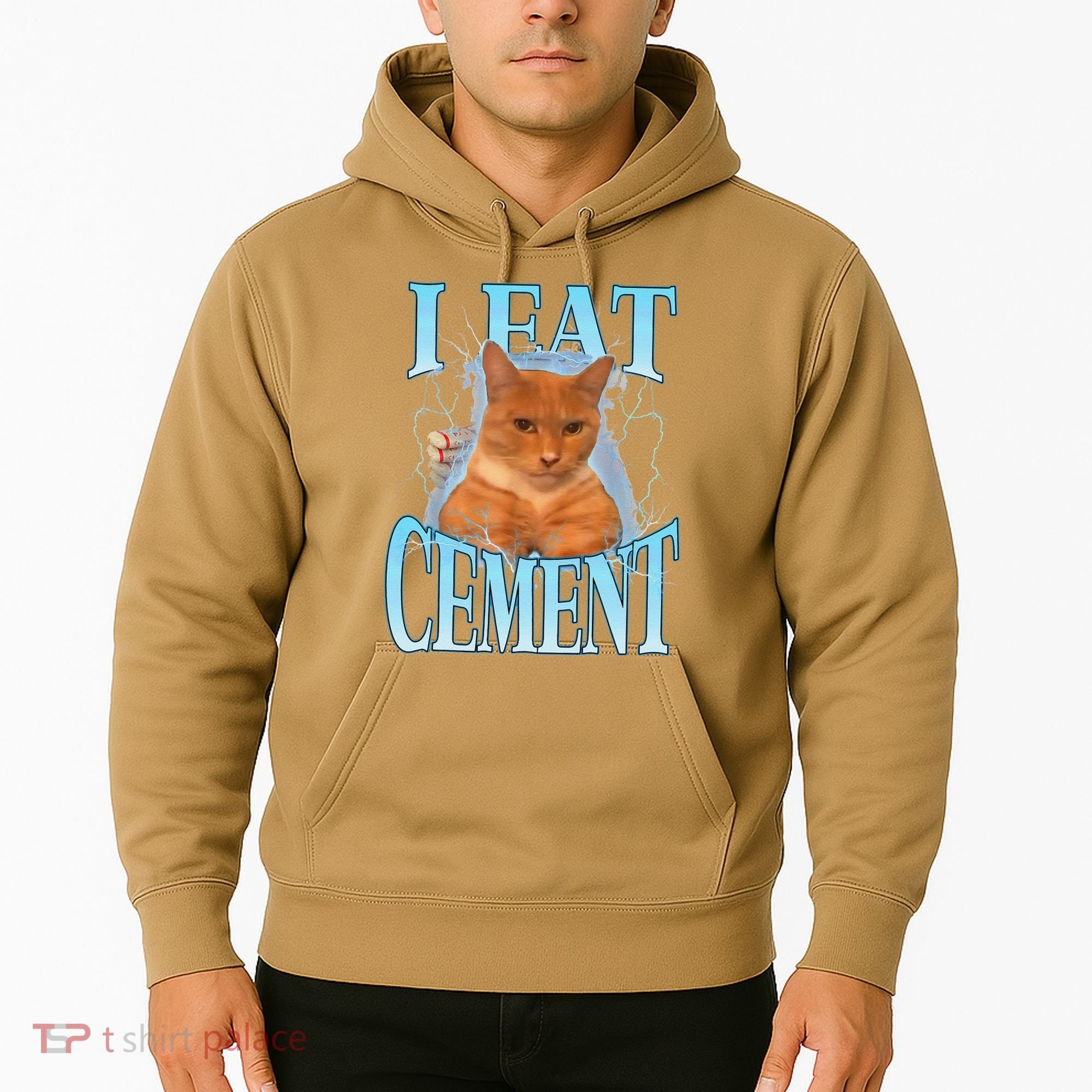 I Eat Cement Cursed Cat Funny Oddly Specific Dank Meme Hoodie