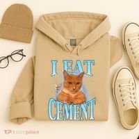 I Eat Cement Cursed Cat Funny Oddly Specific Dank Meme Hoodie thumb 4