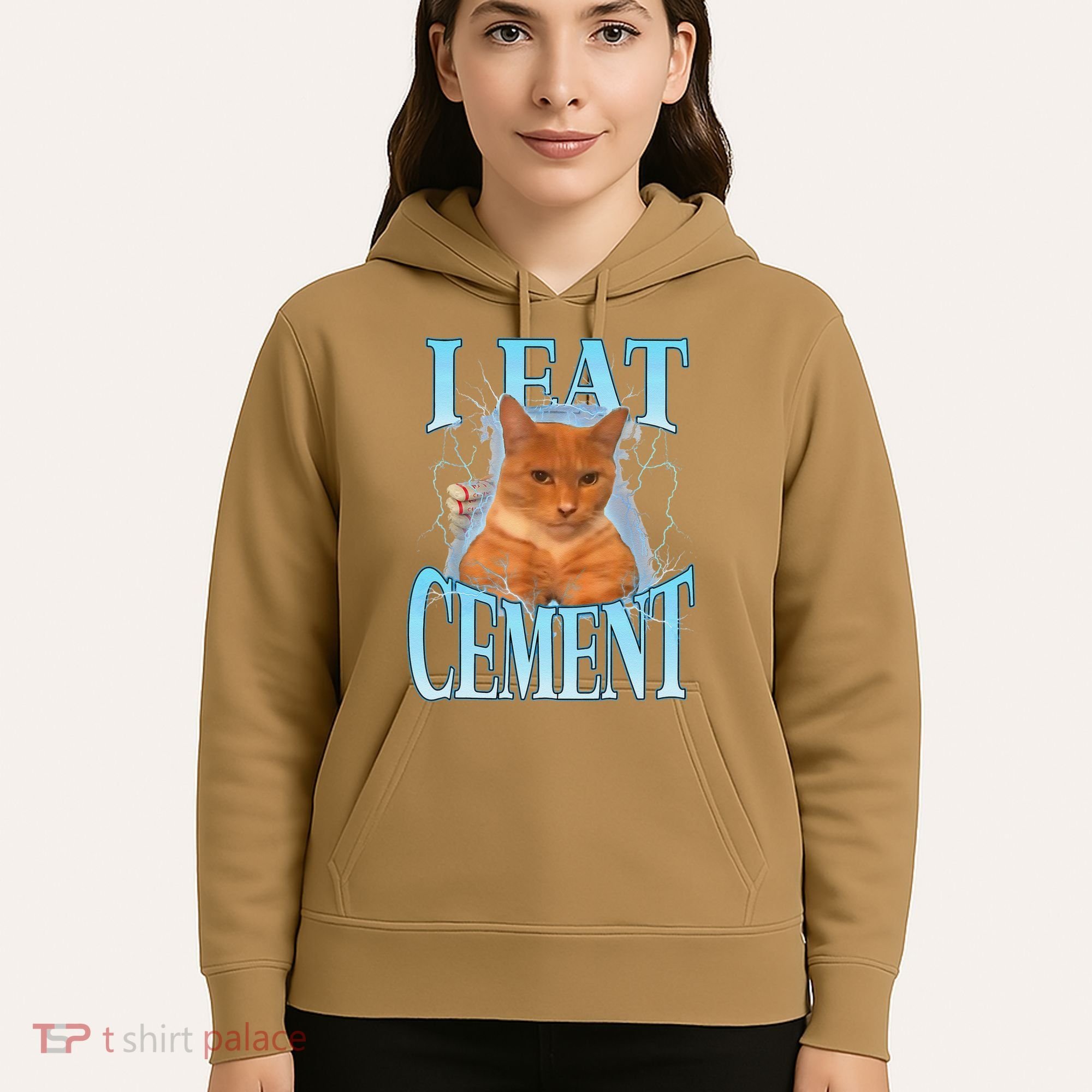 I Eat Cement Cursed Cat Funny Oddly Specific Dank Meme Hoodie
