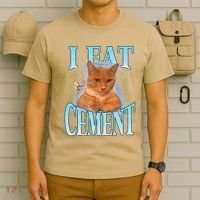 I Eat Cement Cursed Cat Funny Oddly Specific Dank Meme T-Shirt thumb 6