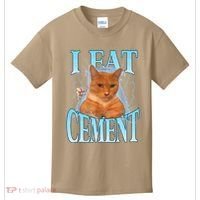 I Eat Cement Cursed Cat Funny Oddly Specific Dank Meme Kids T-Shirt thumb 0