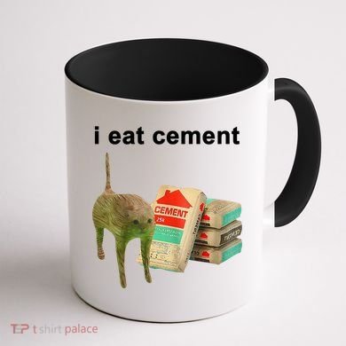 I Eat Cement Cursed Cat Oddly Specific Coffee Mug back