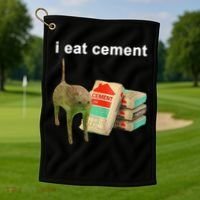 I Eat Cement Cursed Cat Oddly Specific Golf Towel thumb 1