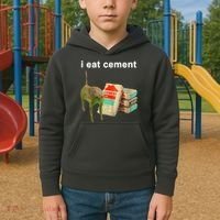 I Eat Cement Cursed Cat Oddly Specific Kids Hoodie thumb 2