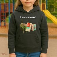 I Eat Cement Cursed Cat Oddly Specific Kids Hoodie thumb 3