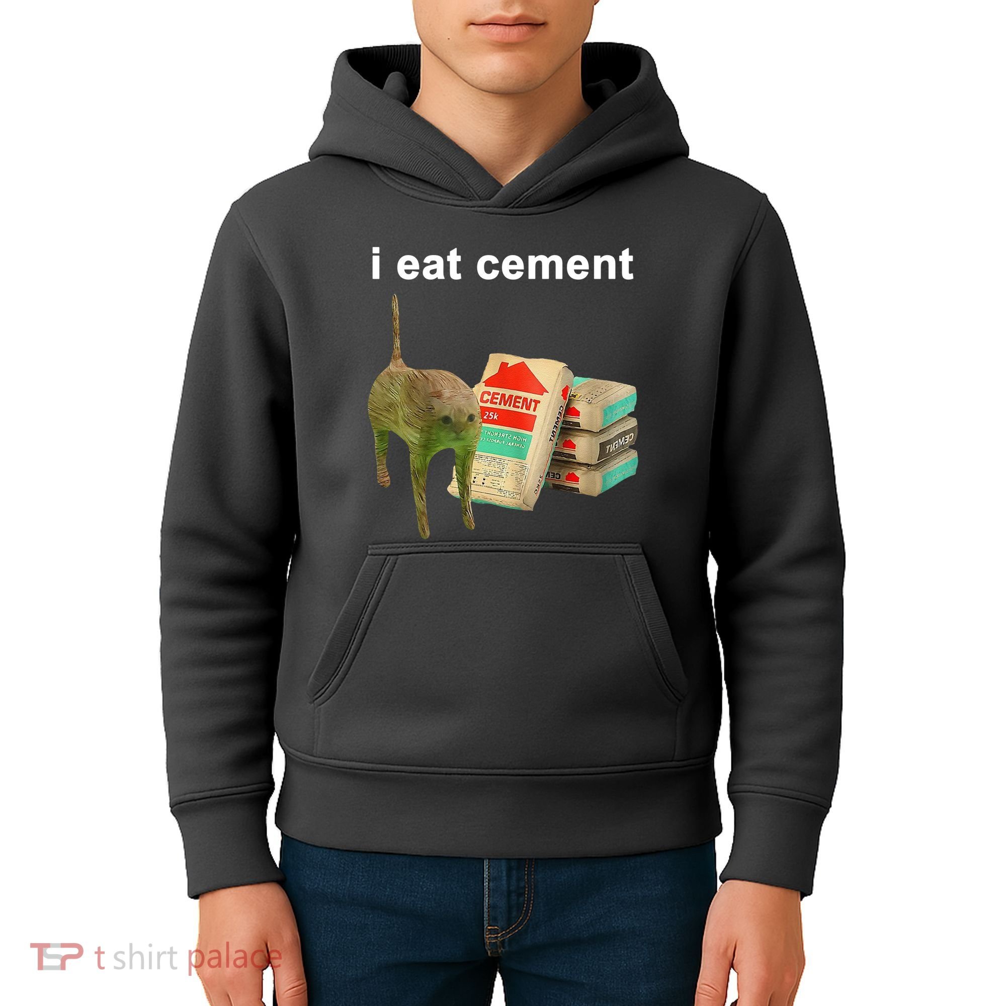 I Eat Cement Cursed Cat Oddly Specific Kids Hoodie