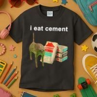 I Eat Cement Cursed Cat Oddly Specific Kids T-Shirt thumb 3