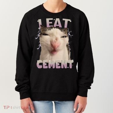 I Eat Cement Cursed Cat Funny Oddly Specific Dank Meme Women's Sweatshirt