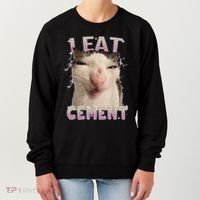 I Eat Cement Cursed Cat Funny Oddly Specific Dank Meme Women's Sweatshirt thumb 0