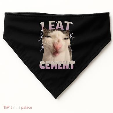 I Eat Cement Cursed Cat Funny Oddly Specific Dank Meme USA-Made Doggie Bandana