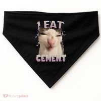 I Eat Cement Cursed Cat Funny Oddly Specific Dank Meme USA-Made Doggie Bandana thumb 0