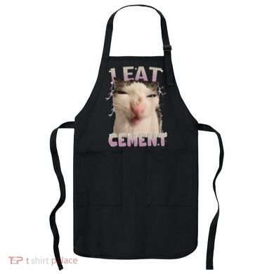I Eat Cement Cursed Cat Funny Oddly Specific Dank Meme Apron
