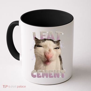 I Eat Cement Cursed Cat Funny Oddly Specific Dank Meme Coffee Mug