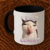 I Eat Cement Cursed Cat Funny Oddly Specific Dank Meme Coffee Mug thumb 2