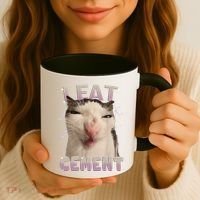 I Eat Cement Cursed Cat Funny Oddly Specific Dank Meme Coffee Mug thumb 3