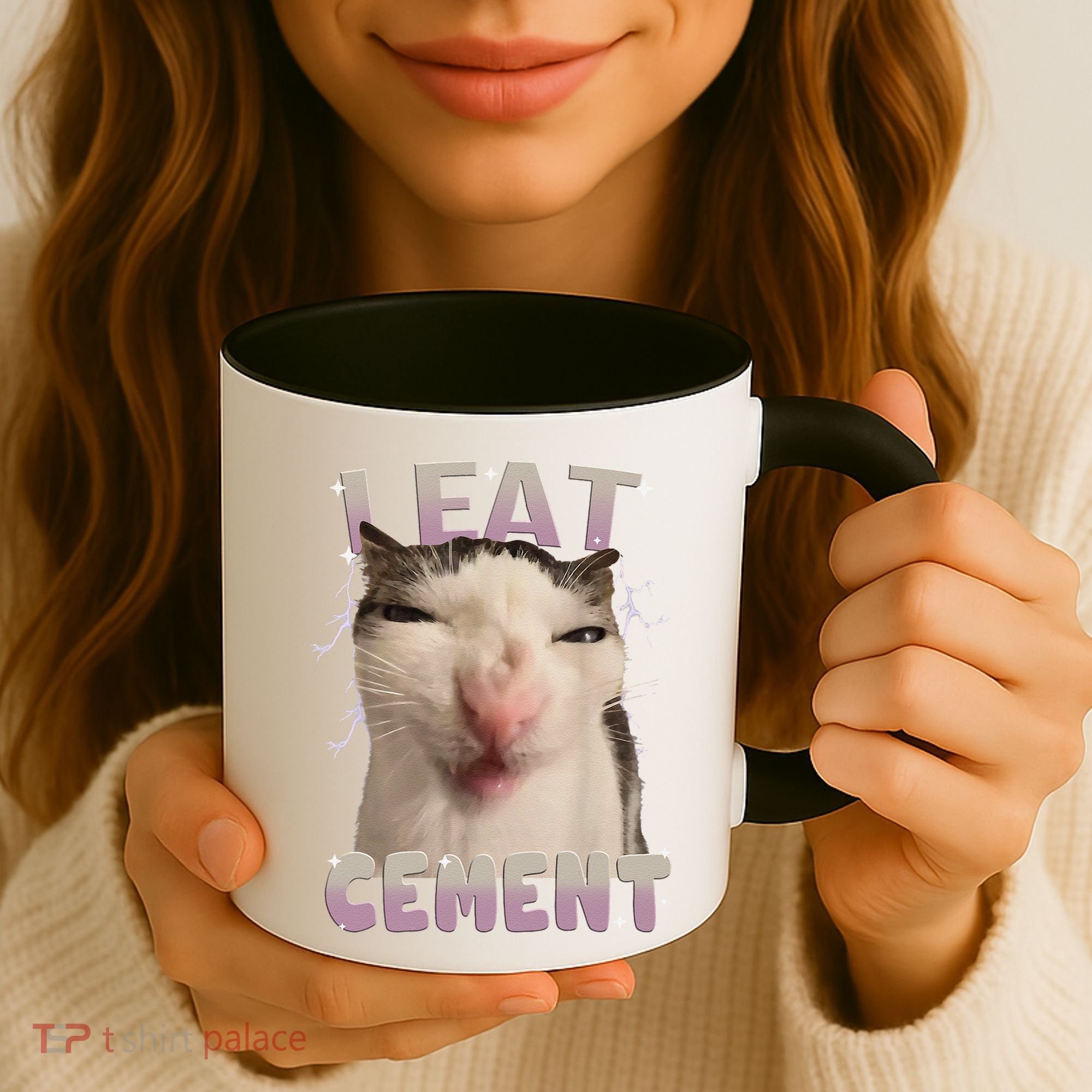I Eat Cement Cursed Cat Funny Oddly Specific Dank Meme Coffee Mug