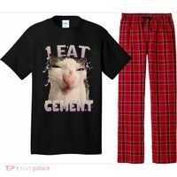 I Eat Cement Cursed Cat Funny Oddly Specific Dank Meme Pajama Set thumb 0