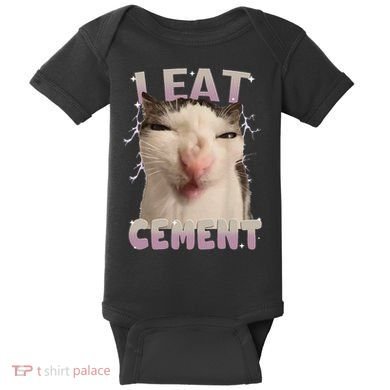 I Eat Cement Cursed Cat Funny Oddly Specific Dank Meme Baby Bodysuit