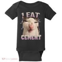 I Eat Cement Cursed Cat Funny Oddly Specific Dank Meme Baby Bodysuit thumb 0