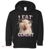 I Eat Cement Cursed Cat Funny Oddly Specific Dank Meme Toddler Hoodie thumb 0