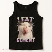 I Eat Cement Cursed Cat Funny Oddly Specific Dank Meme Tank Top thumb 2