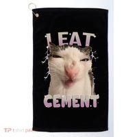 I Eat Cement Cursed Cat Funny Oddly Specific Dank Meme Golf Towel thumb 0