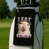 I Eat Cement Cursed Cat Funny Oddly Specific Dank Meme Golf Towel thumb 2