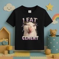 I Eat Cement Cursed Cat Funny Oddly Specific Dank Meme Toddler T-Shirt thumb 3