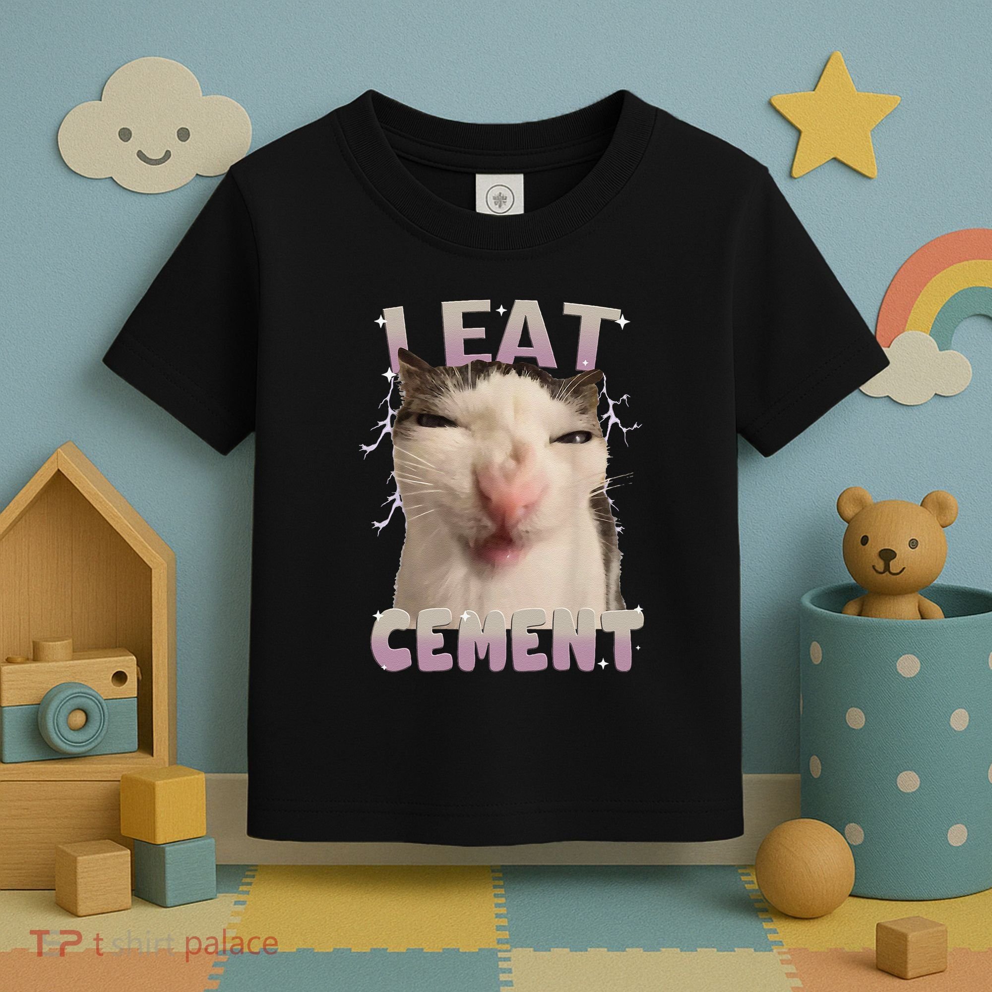 I Eat Cement Cursed Cat Funny Oddly Specific Dank Meme Toddler T-Shirt