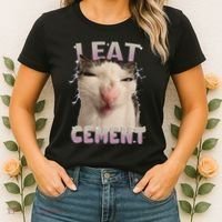 I Eat Cement Cursed Cat Funny Oddly Specific Dank Meme Women's T-Shirt thumb 2