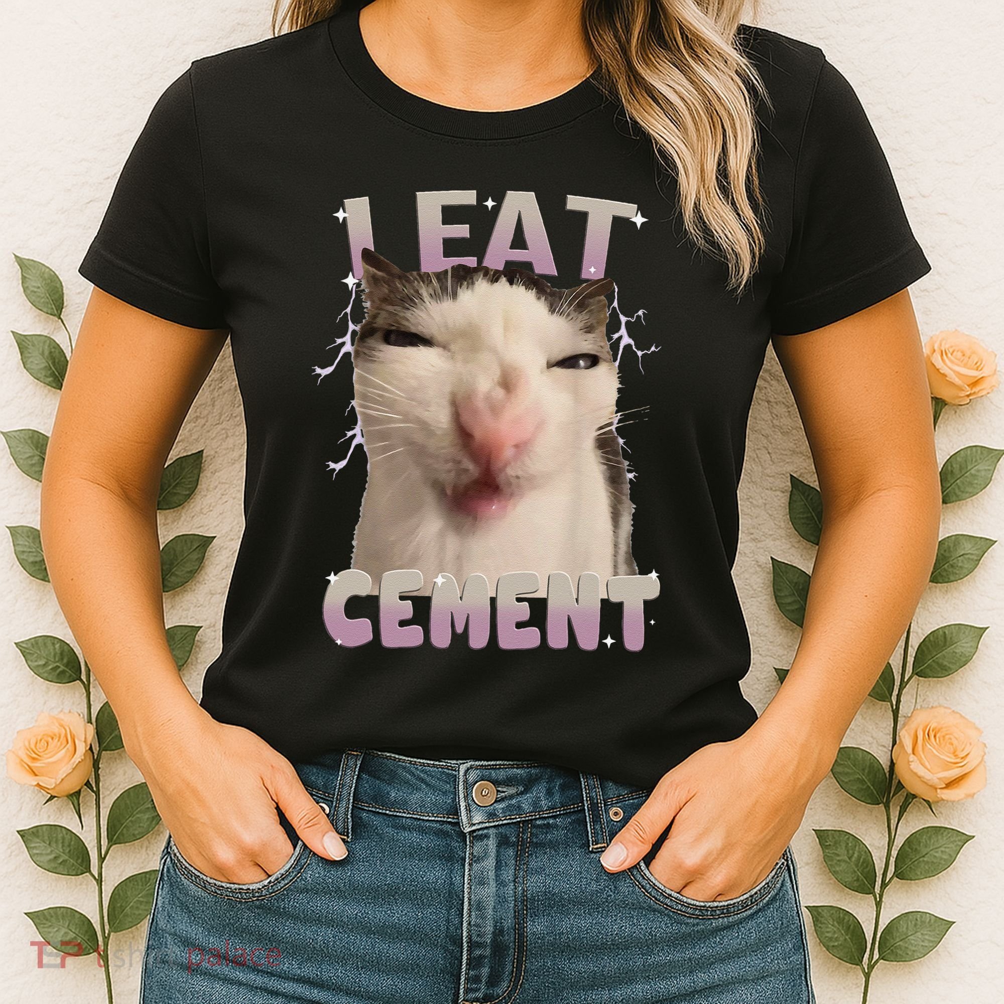 I Eat Cement Cursed Cat Funny Oddly Specific Dank Meme Women's T-Shirt