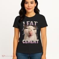 I Eat Cement Cursed Cat Funny Oddly Specific Dank Meme Women's T-Shirt thumb 4