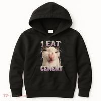 I Eat Cement Cursed Cat Funny Oddly Specific Dank Meme Kids Hoodie thumb 0