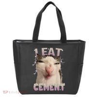 I Eat Cement Cursed Cat Funny Oddly Specific Dank Meme Tote Bag thumb 0