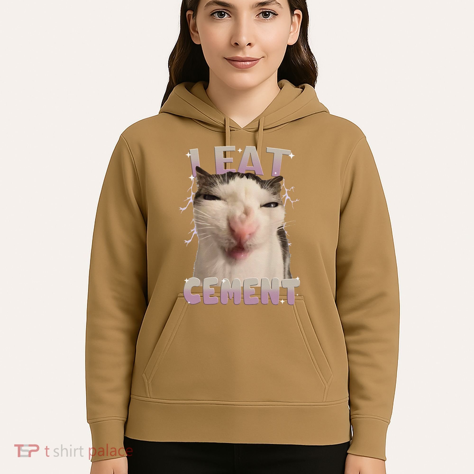 I Eat Cement Cursed Cat Funny Oddly Specific Dank Meme Hoodie