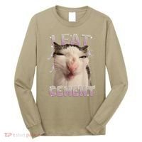 I Eat Cement Cursed Cat Funny Oddly Specific Dank Meme Long Sleeve Shirt thumb 0