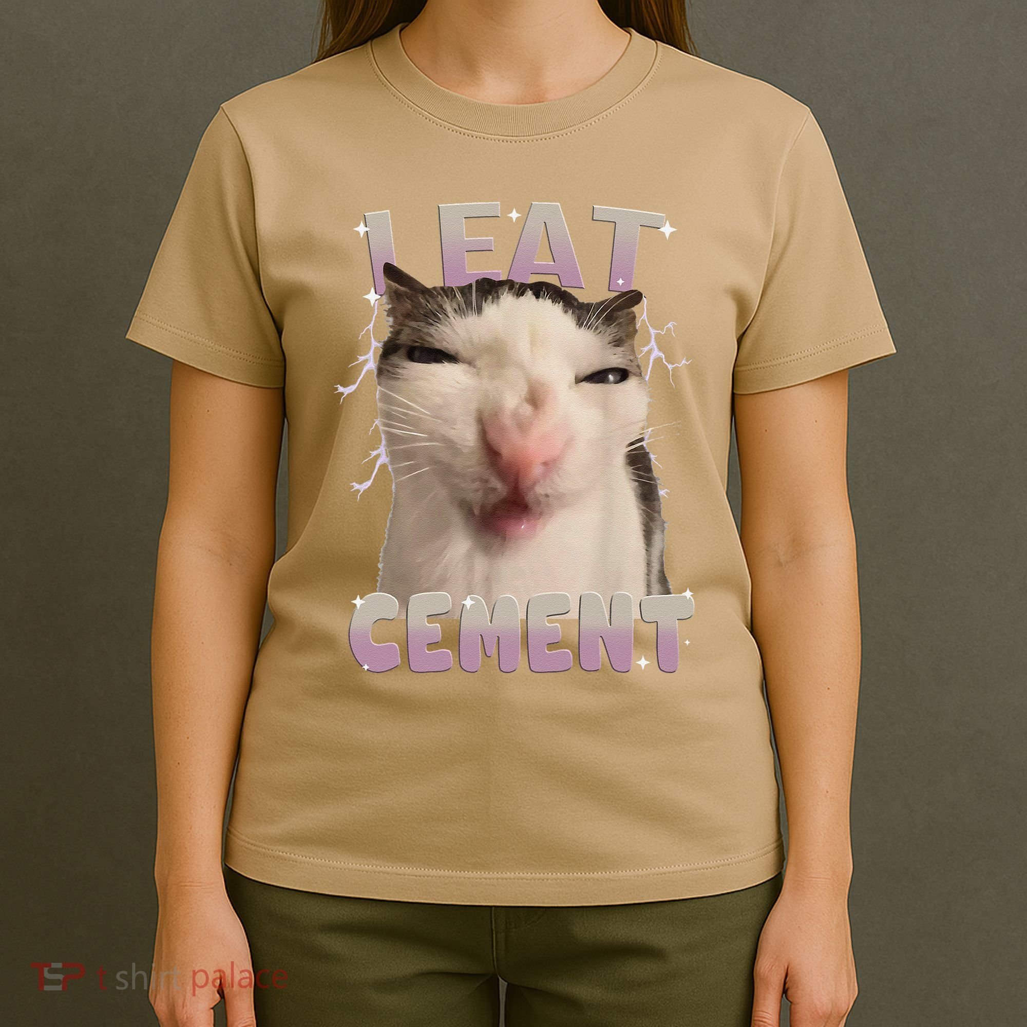 I Eat Cement Cursed Cat Funny Oddly Specific Dank Meme T-Shirt