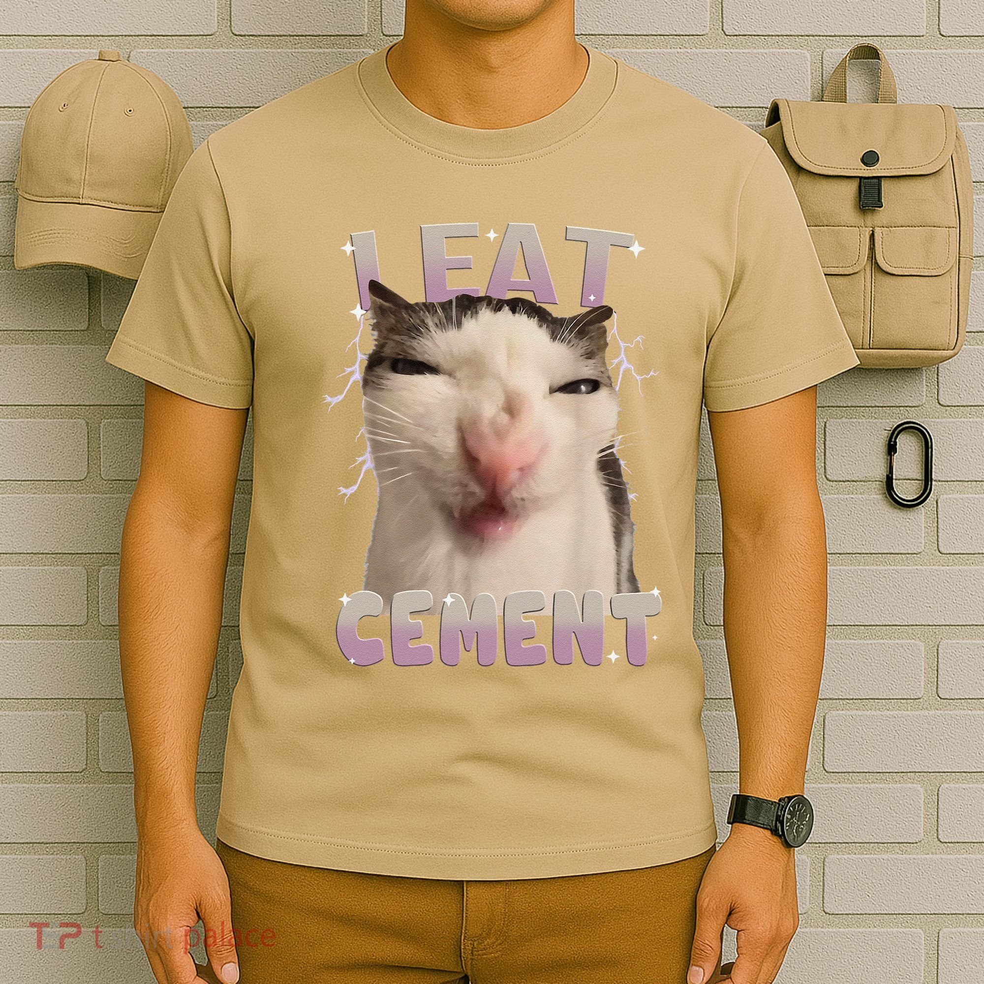 I Eat Cement Cursed Cat Funny Oddly Specific Dank Meme T-Shirt