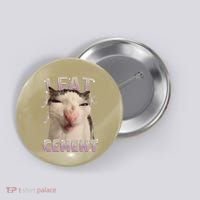 I Eat Cement Cursed Cat Funny Oddly Specific Dank Meme Button thumb 0
